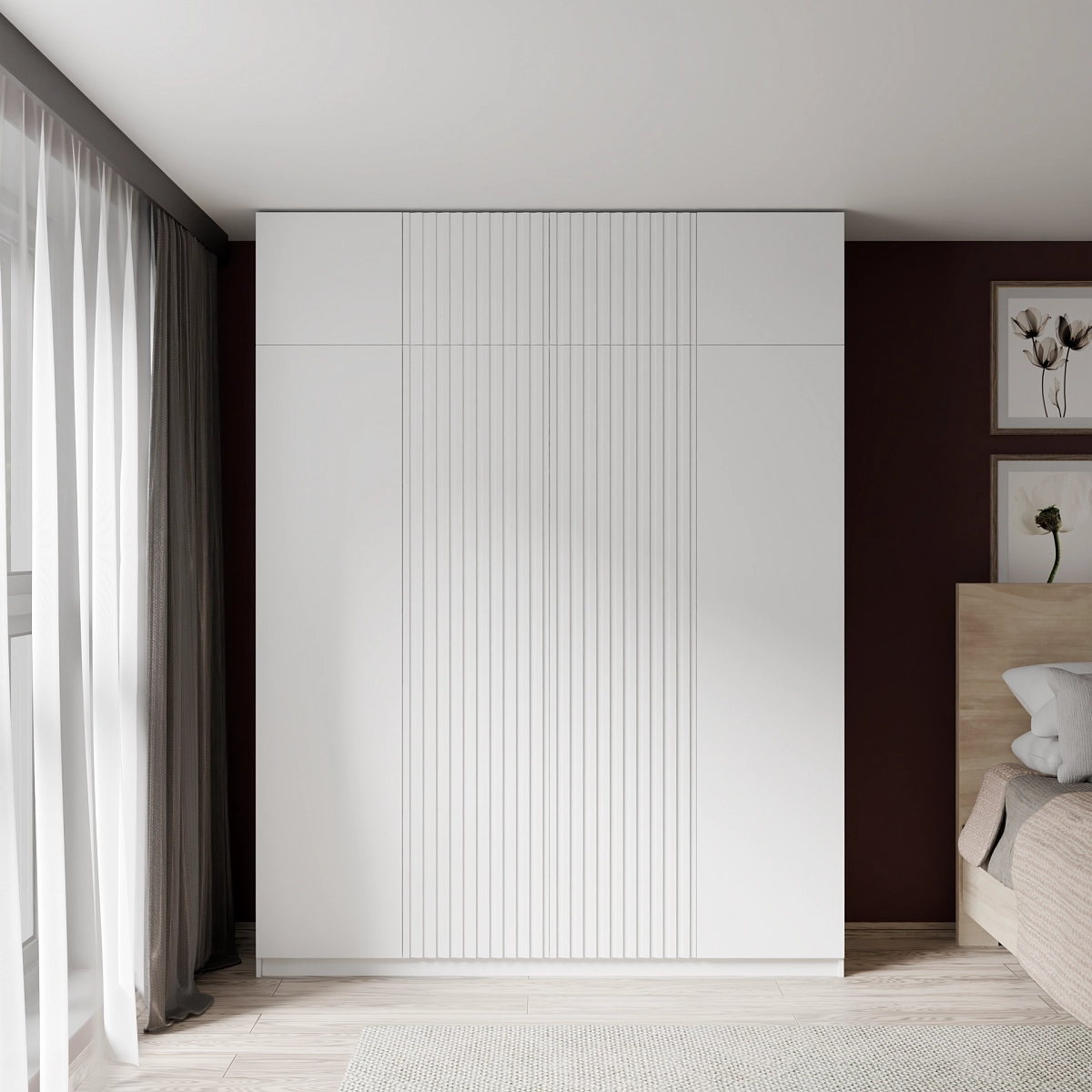 Шкаф с антресолью и фрезерованными фасадами Альтаир Белый